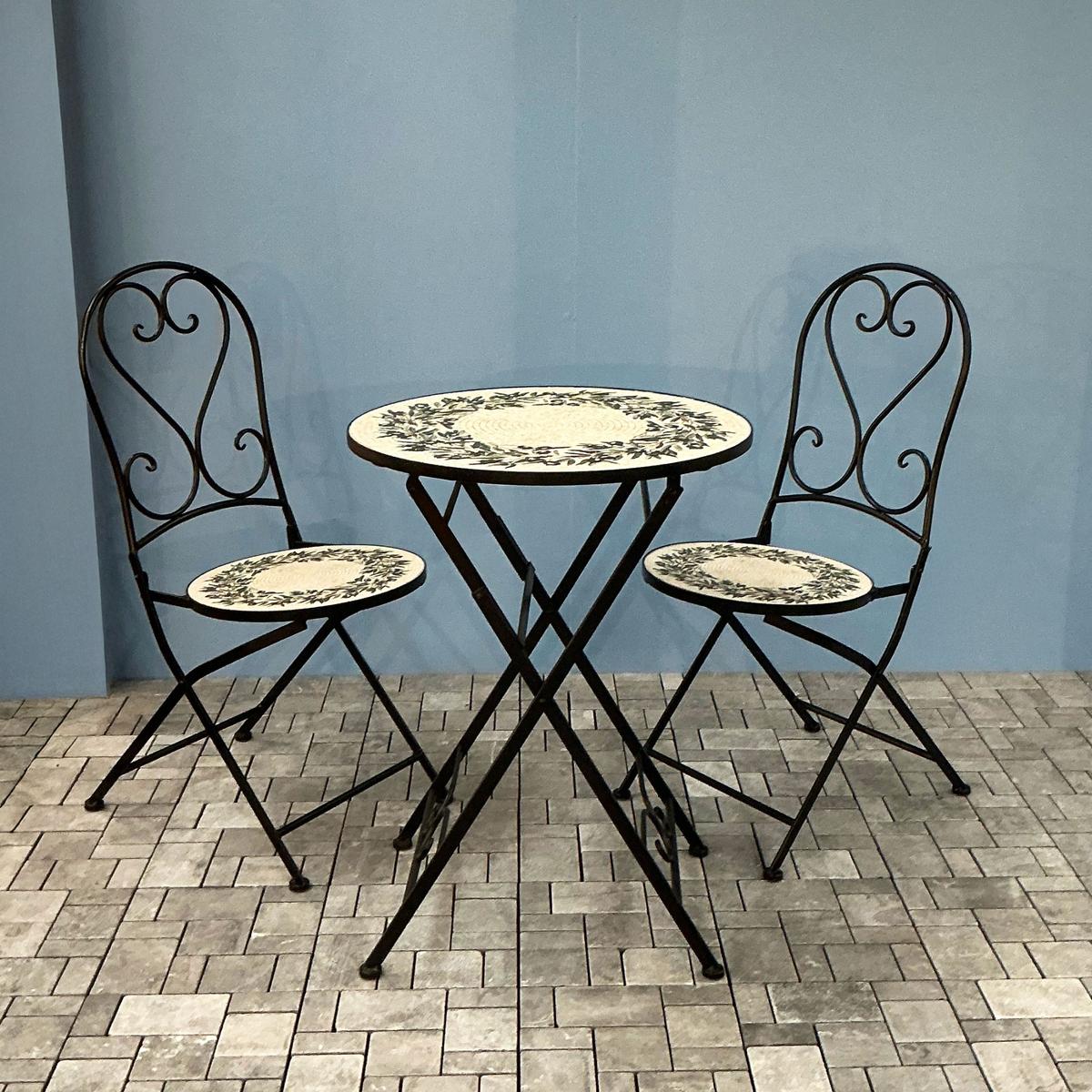 Athens 2 Seat Olive Mosaic Garden Bistro Set – Ruxley Manor Garden Centre