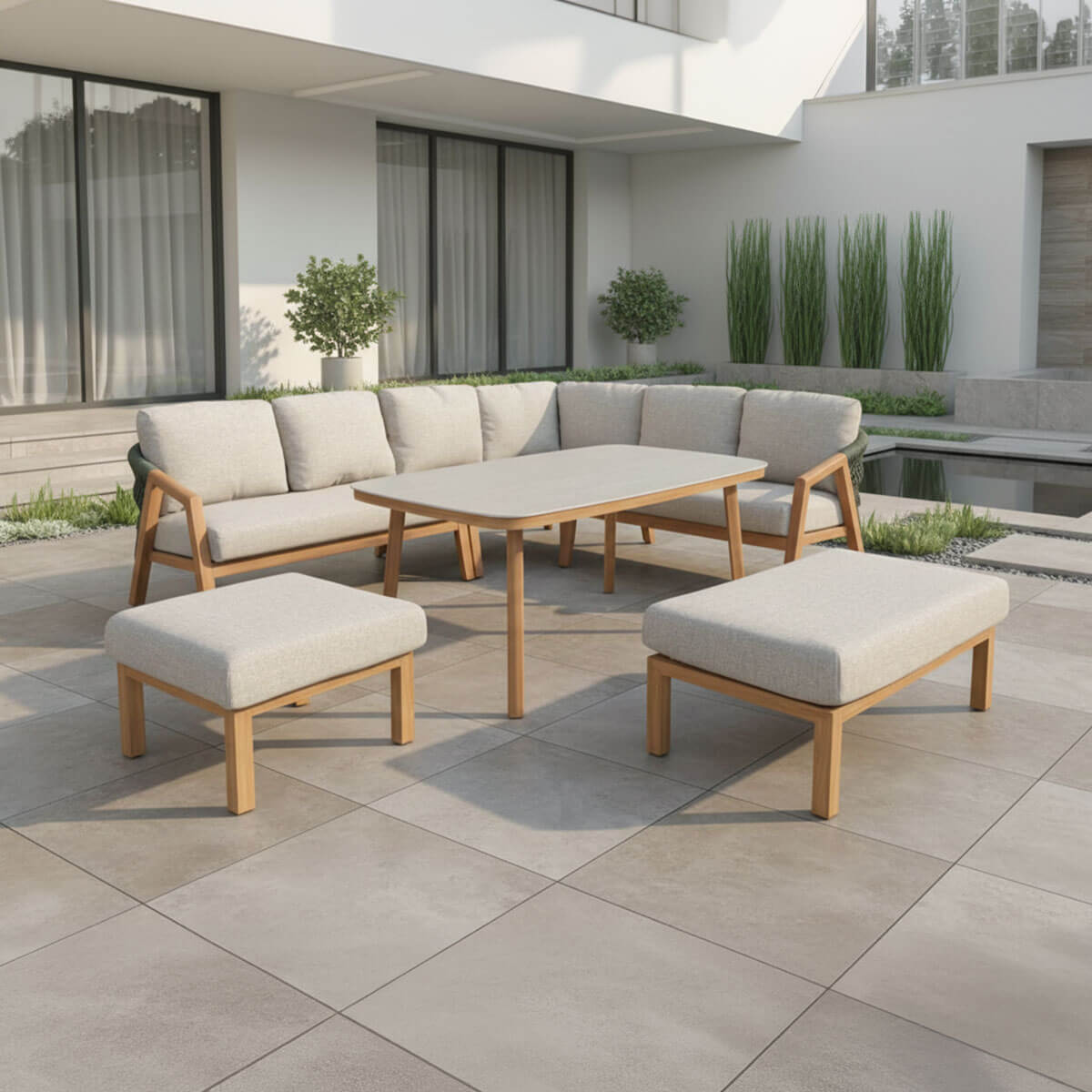 Ardeo Solura 9 Seat Rope Modular Garden Corner Sofa Set with Benches ...