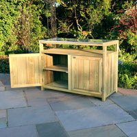 Zest Terraza Garden Wooden Outdoor Kitchen Double Unit With Stainless Steel Top