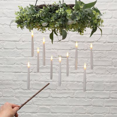 10 White Magic Candles With Wand - Christmas Indoor LED Candles