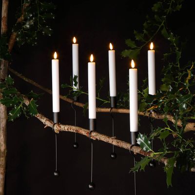 Magic Candles With Black Metal Holders - Christmas Indoor LED Candles (Set Of 6)