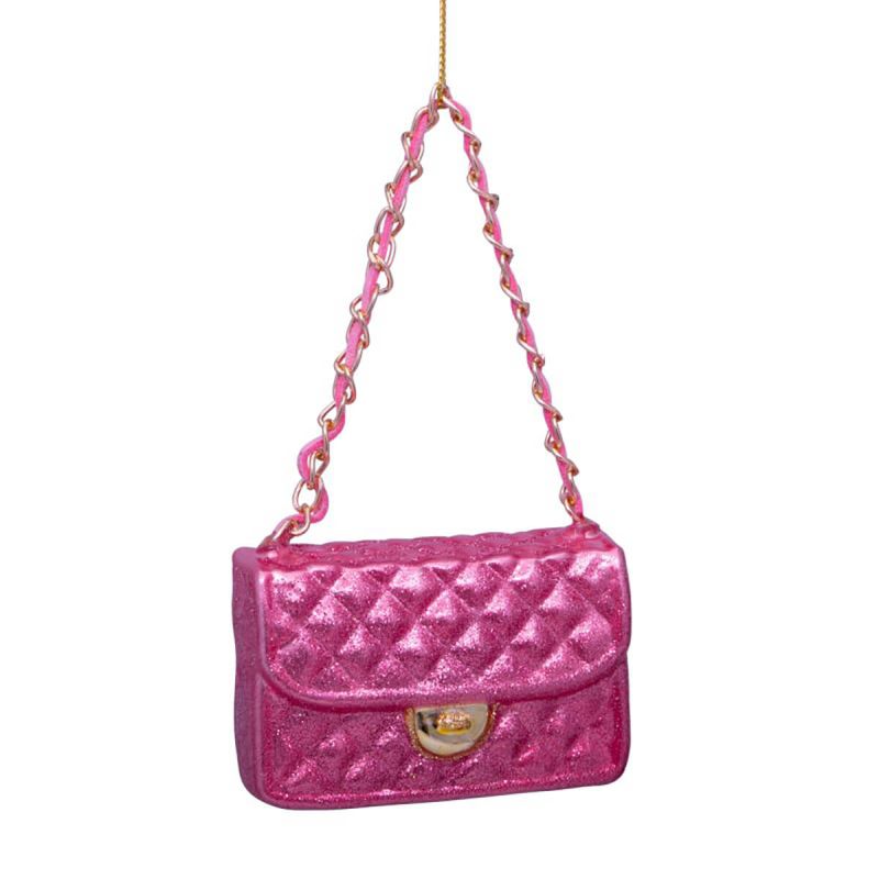 Vondels Pink All-Over Glitter Fasion Bag 5.5cm Tree Decoration