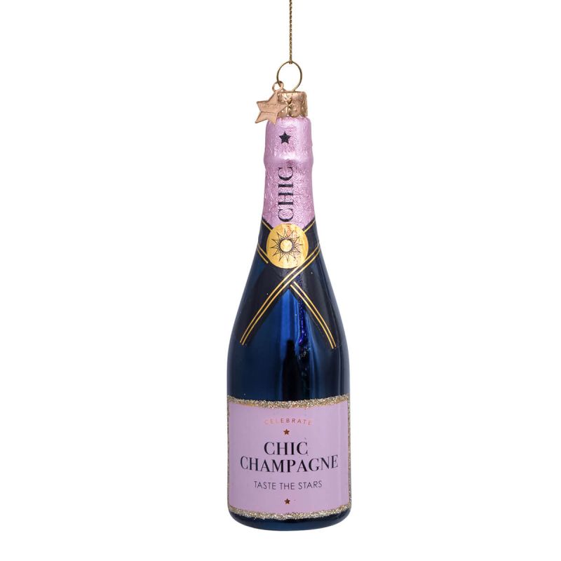 Vondels Luxury Pink Champagne Bottle 14cm Tree Decoration