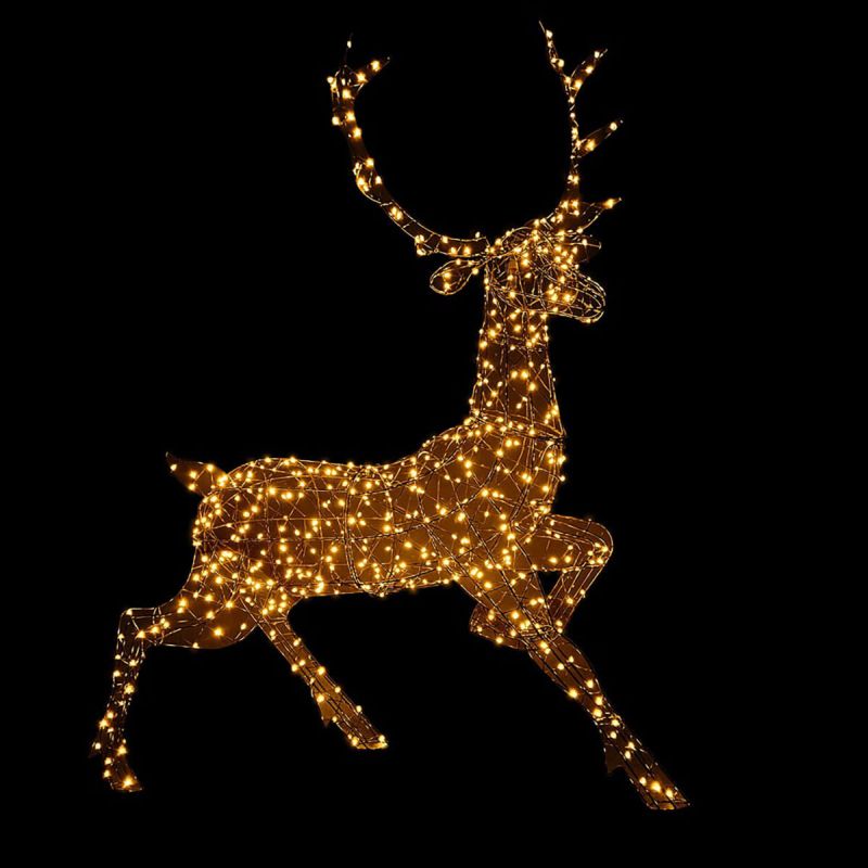 Woburn Stag with 560 Duo Bulbs - Christmas Lights on Black Frame (1.4m Height)