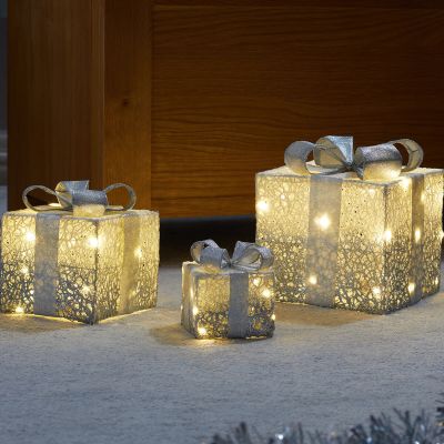 Sparkly Faux Gift Boxes - Silver