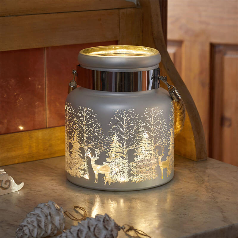 Wonderland Christmas Scene Lantern - Silver