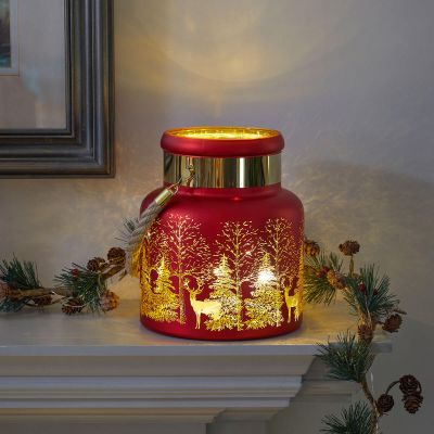 Wonderland Christmas Scene Lantern - Ruby