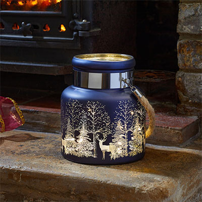 Wonderland Christmas Scene Lantern - Sapphire