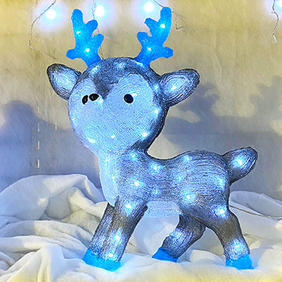 Acrylic Cute Reindeer - Christmas Indoor Battery Operated LED Light (54cm Height)