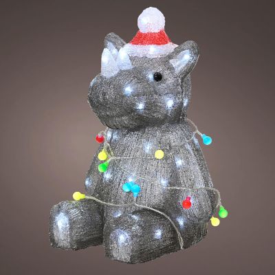 Acrylic Rhino Tangled in Lights - Christmas Indoor Battery Operated LED Light (39cm Height)