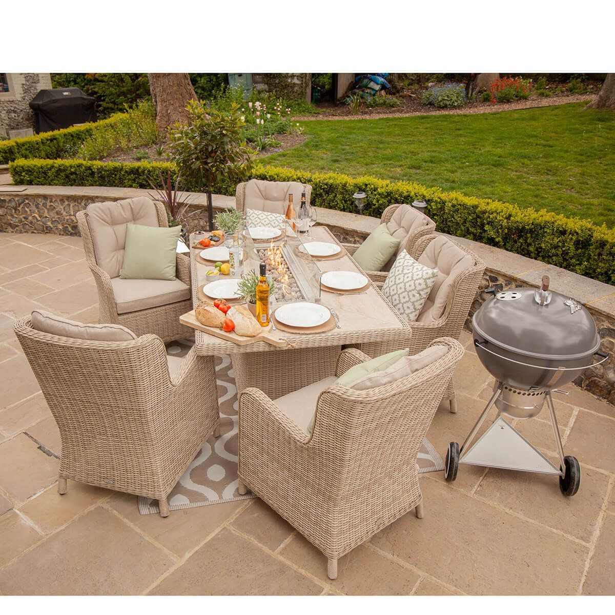 ruxley 6 seat dining set with firepit