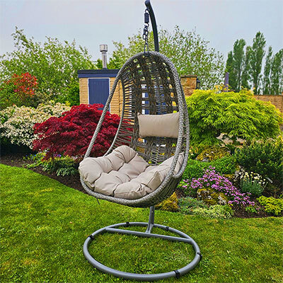 Sintra Grey Single Wicker Hanging Chair