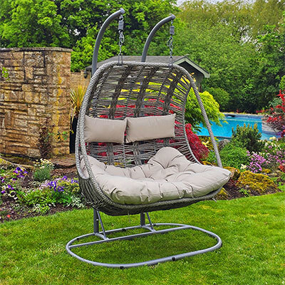 Sintra Grey Double Wicker Hanging Chair