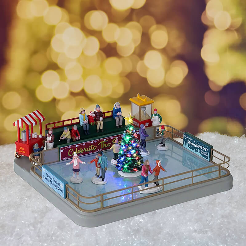 Lemax Outdoor Skating Rink (Includes Power Adapter) - Christmas Village Model