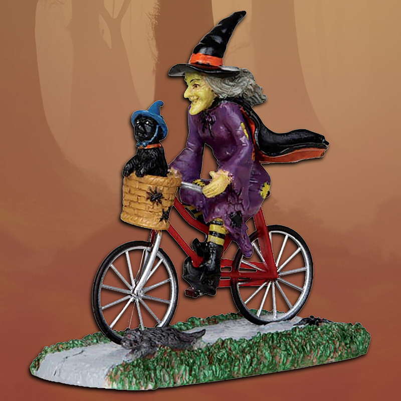 Lemax Halloween ‘Be-Witching Bike Ride’ (Witch riding her bike with black cat in front basket)