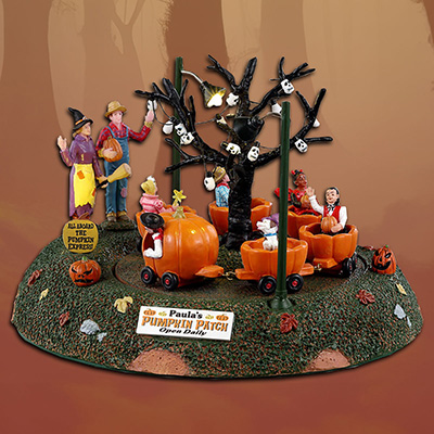 Lemax Halloween ‘Pumpkin Patch Train’ (Children Riding in Moving Pumpkin Shaped Train Carts, Battery Operated)