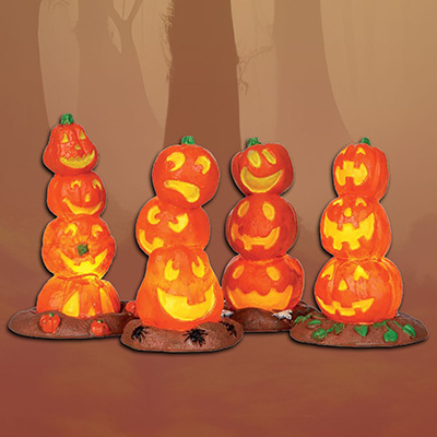 Lemax Halloween Light Up Pumpkin Stack, Set of 4 (Battery Operated)