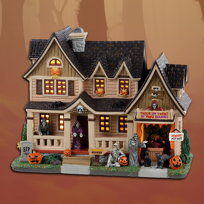 Lemax Halloween ‘Trick or Treat, If You Dare’ (Light Up House with Halloween Decorations, Includes Power Adaptor)