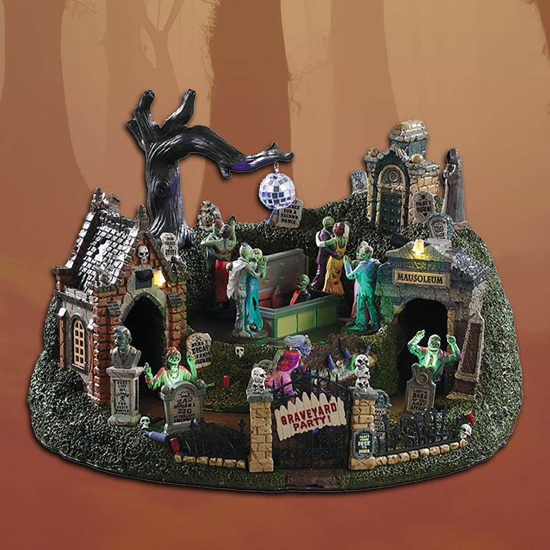 Lemax Halloween ‘Graveyard Party’ (Graveyard scene with dancing light up ghouls and skeletons, Includes Power Adaptor)