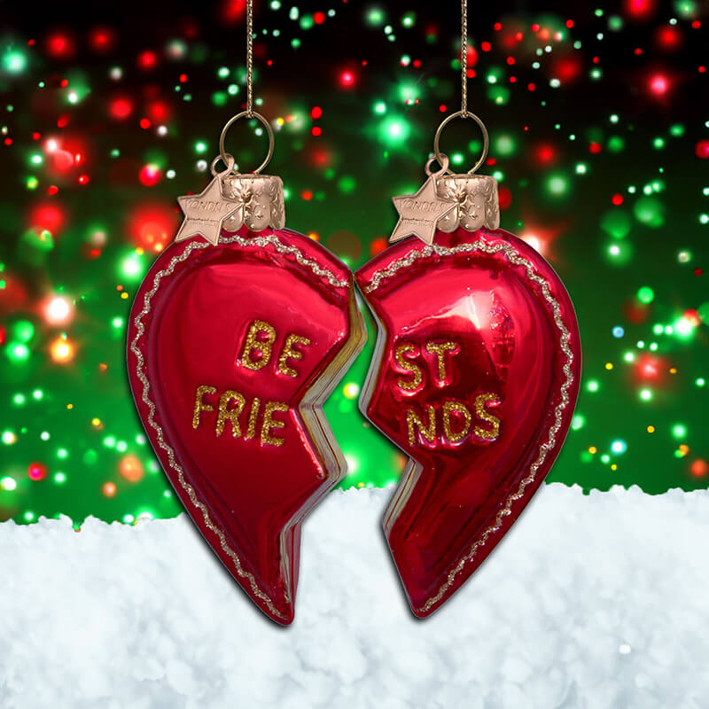 Vondels Set Of Best Friends Heart Christmas Tree Decoration (8.5cm)