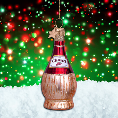 Vondels Chianti Bottle Christmas Tree Decoration (9.5cm)