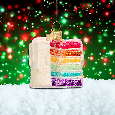 Vondels Multi Rainbow Cake Christmas Tree Decoration (6cm)