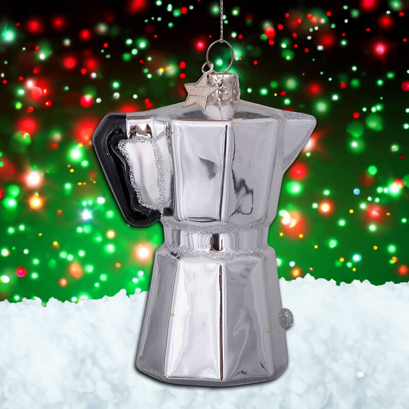 Vondels Silver Old Coffee Maker Christmas Tree Decoration (9cm)