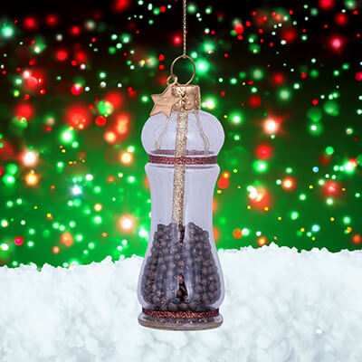 Vondels Transparent Brown Pepper Mill Christmas Tree Decoration (9cm)