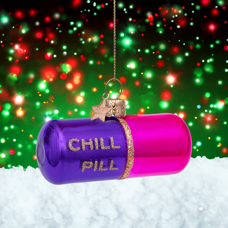 Vondels Purple Pink Opal Chill Pill Christmas Tree Decoration (4cm)