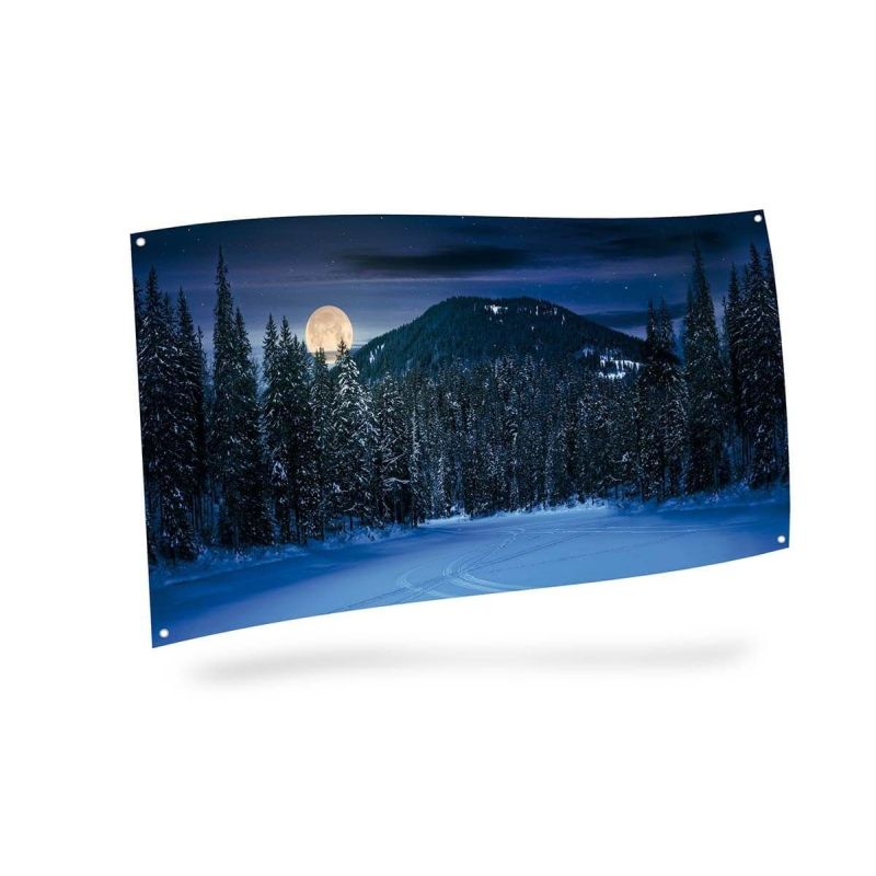 Christmas Village Background Cloth - Mountain Landscape Night (150 x 75 cm)