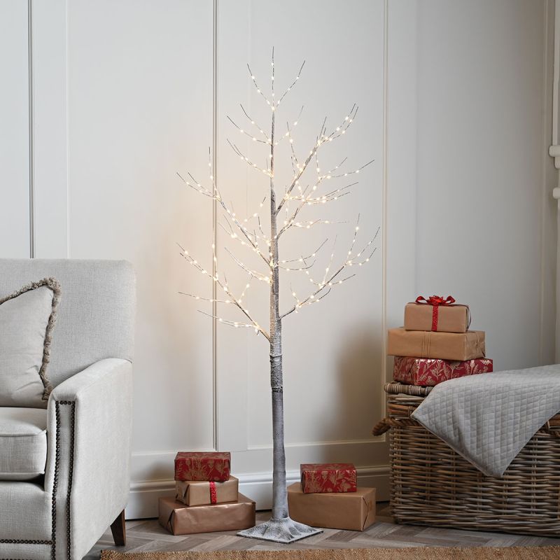 Christmas Lit Warm White Snow Tree - White (150cm Height)