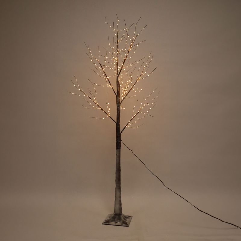 Christmas Lit Warm White Snow Tree - Black (180cm Height)