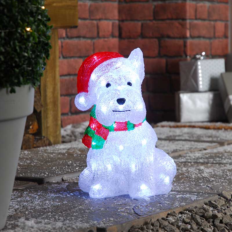 31cm lit Acrylic Westie Dog