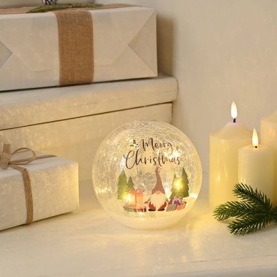 Crackle Effect Gonk with Gifts Ball - Christmas Indoor Battery Operated LED Light (15cm Height)