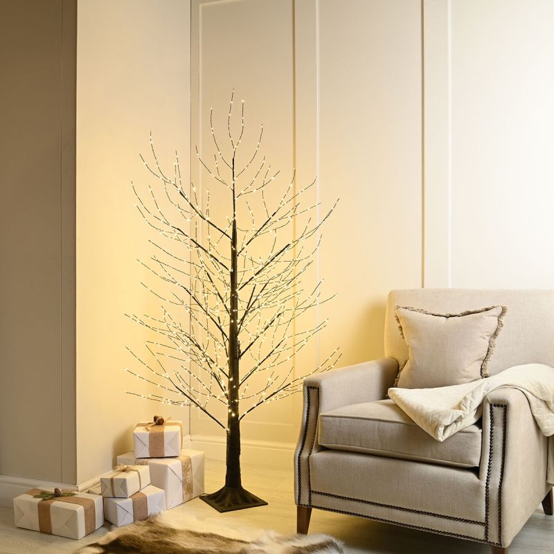 Christmas Lit Warm White Microdot Tree - Black (180cm Height)