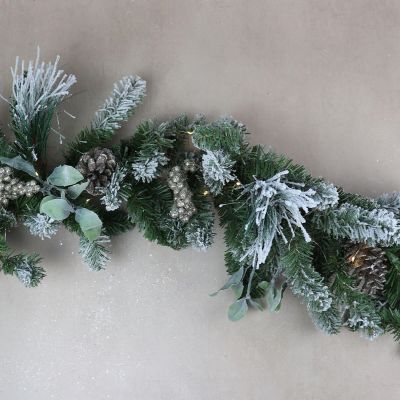 Snowy Christmas Pinecone LED Lit Garland (270cm)