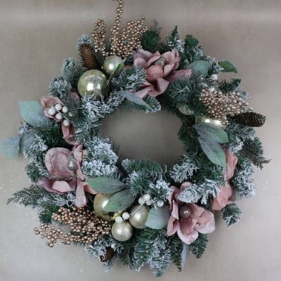 61cm Pink & Gold Natural Wreath