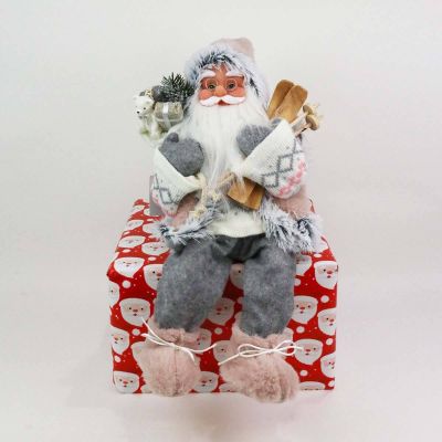 41cm Sitting Santa with Bag and Skis